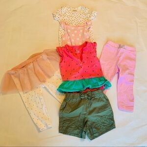 6 piece Baby girl bundle clothes size 9 months bodysuit pants shorts